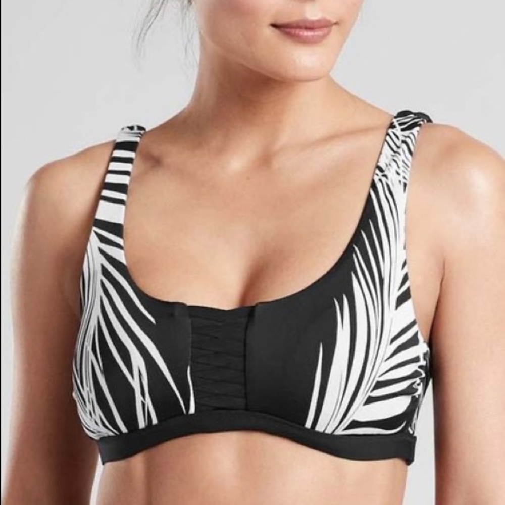 ATHLETA Black Retro Palm Adriata Bikini Top S/M